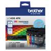 Brother LC406 4-pack ink cartridge set with black, cyan, magenta, and yellow colors