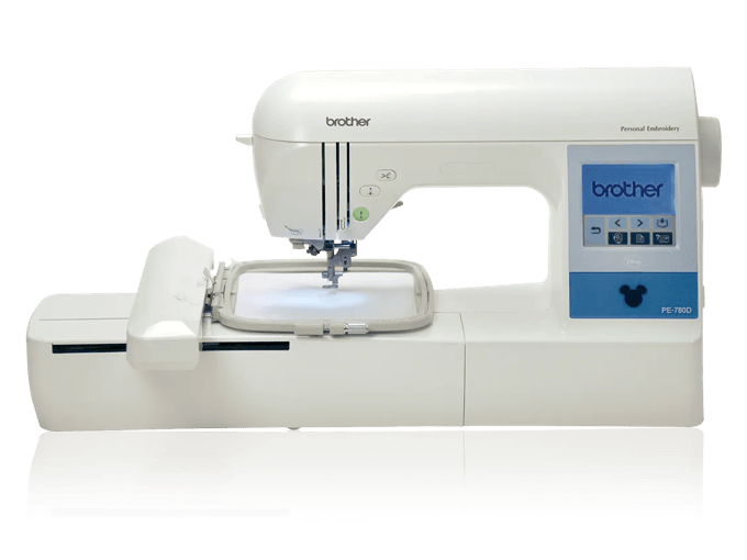 Brother PE780D embroidery machine with touchscreen and large embroidery hoop