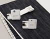 Brother sewing machine presser feet and fabric guides on denim material
