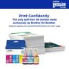 Brother BTD180 3-pack spill-free ink bottles in cyan, magenta, and yellow with printed pages