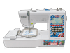 Brother LB5000M sewing and embroidery machine with Marvel-themed touchscreen display