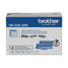 Brother TN-750 high-yield black toner cartridge twin pack for laser printers