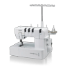 Brother CV3440 cover stitch machine with 4-spool thread system, left side view