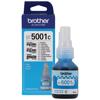 Botella de tinta cian Brother BT5001C con caja de empaque
