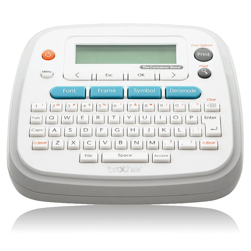 Brother PTD201CS portable label maker with QWERTY keyboard and LCD screen