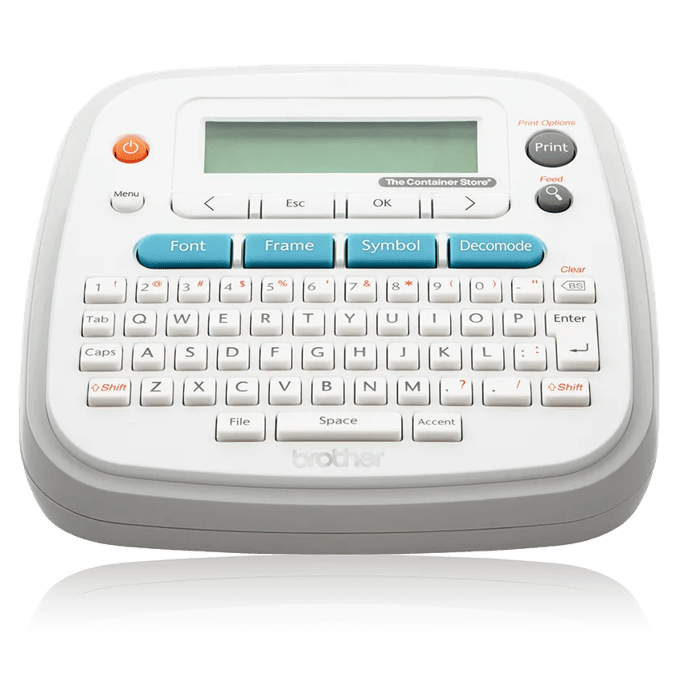 Brother PTD201CS portable label maker with QWERTY keyboard and LCD screen