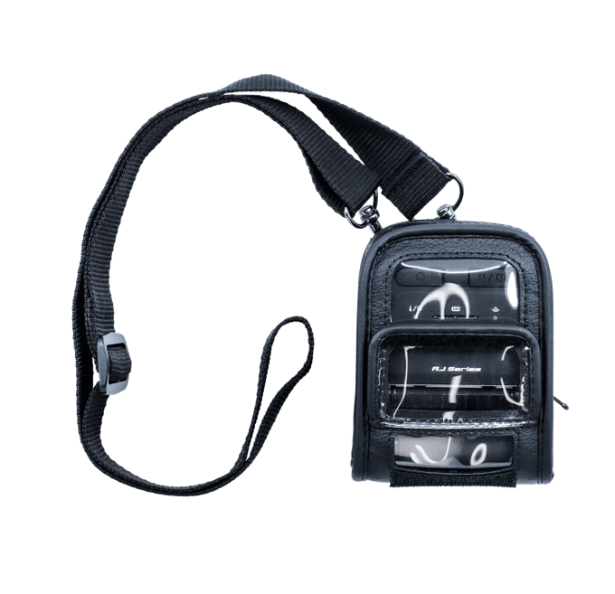 Brother RJ Series mobile printer in protective carrying case with shoulder strap