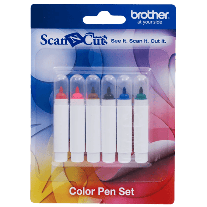 Brother ScanNCut color pen set with six markers in retail packaging