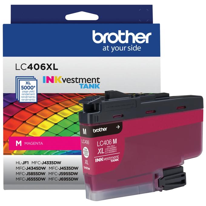Brother LC406XLMS High-Yield Magenta INKvestment Tank Ink Cartridge, Magenta, large