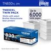 Brother TN830XL high-yield toner twin pack for monochrome laser printers with paper stack