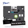 Brother P-touch TZe laminated label tape cartridge, 18mm black with white print