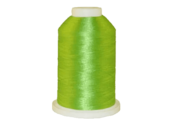 Brother lime green embroidery thread spool on white background