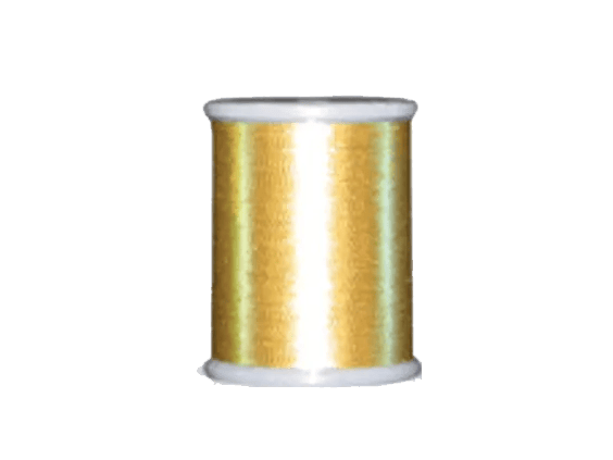 Brother metallic gold embroidery thread spool on white background