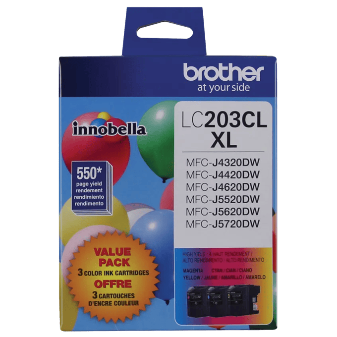 Brother LC203CL XL high-yield color ink cartridge 3-pack for all-in-one printers