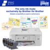 Brother print-and-cut machine with genuine ink cartridges and custom printed projects