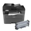 Brother MFC-L2820DWXL monochrome all-in-one laser printer with two replacement toner cartridges