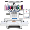 Brother PR1055X embroidery machine with 10-needle system and colorful thread spools