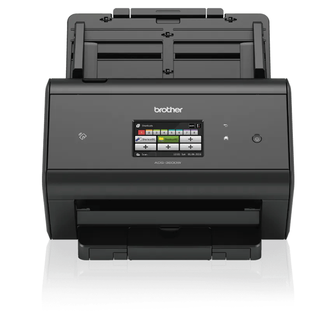 Brother ADS-3600W wireless document scanner with touchscreen display