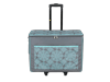 Brother rolling tote bag in gray with turquoise floral pattern and telescoping handle