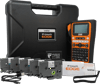 Brother P-touch EDGE label maker with carrying case, tape cartridges, and rechargeable battery pack