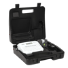 Brother PTD410 portable label maker with tape cartridge in hard-shell carrying case