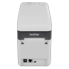 Brother TD-2020 label printer back view showing power, ethernet, and USB ports