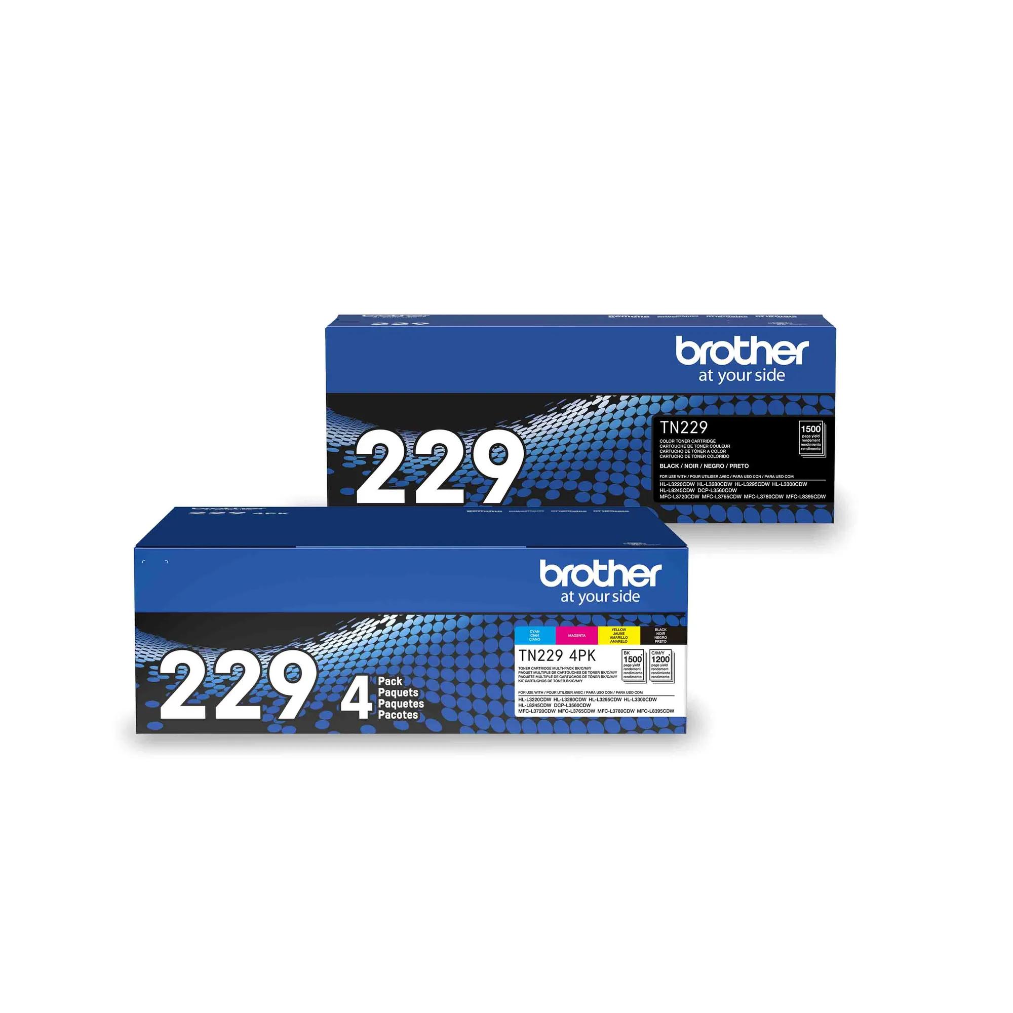 Brother TN229 high-yield toner cartridge bundle with black and color 4-pack