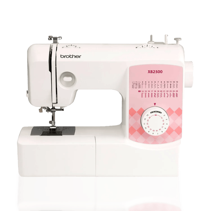 Máquina de coser Brother XB2500 con 25 puntadas integradas y panel decorativo rosa