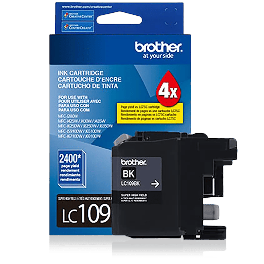 Brother LC109BK super high-yield black ink cartridge with packaging