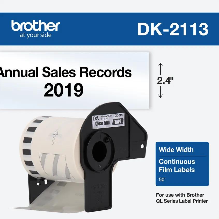 Brother DK-2113 continuous film label roll in black cartridge, 2.4 inches wide