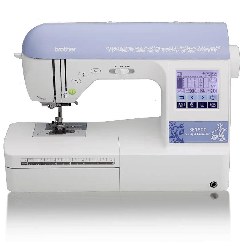 Brother SE1800 sewing and embroidery machine with touchscreen display and decorative floral design