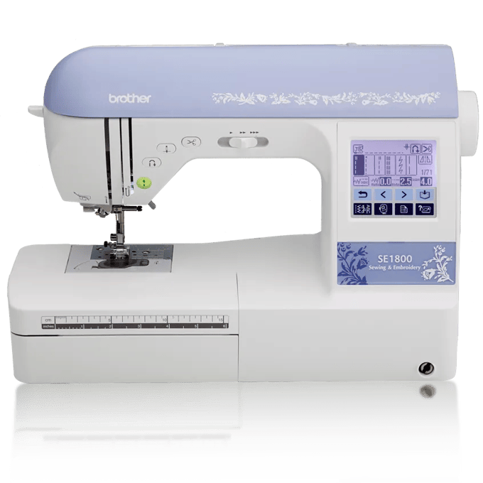 Brother SE1800 sewing and embroidery machine with touchscreen display and decorative floral design