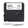 Brother Btag-231 label tape cartridge with black ink on white, 12mm width