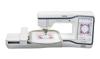 Brother Céleste embroidery machine with touchscreen displaying floral design being stitched