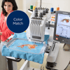 Brother embroidery machine with multi-needle system and color match feature on touchscreen display