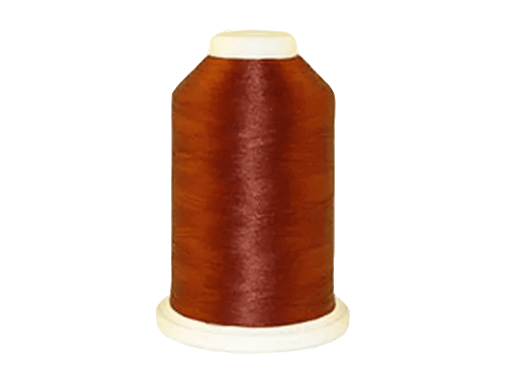 Brother embroidery thread spool in rust brown color on white background