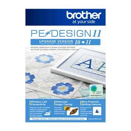 Brother PE-Design 11 embroidery software upgrade package with wireless connectivity and image tracing