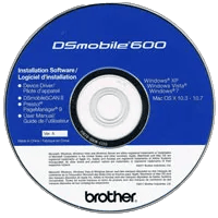 Brother DSmobile600 installation software CD with scanner drivers and utilities