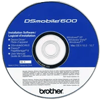 Brother DSmobile600 installation software CD with scanner drivers and utilities