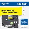Cartucho de cinta para etiquetas laminada resistente Brother TZe-S651 negro sobre amarillo 1 pulgada