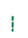 Emerald green cork fabric roll with silver metallic pattern and gold bands