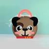 Brother craft storage case shaped like a pug with handle and yellow button closure