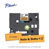 Brother P-touch TZe laminated tape cartridge with fluorescent orange label and organizational tags