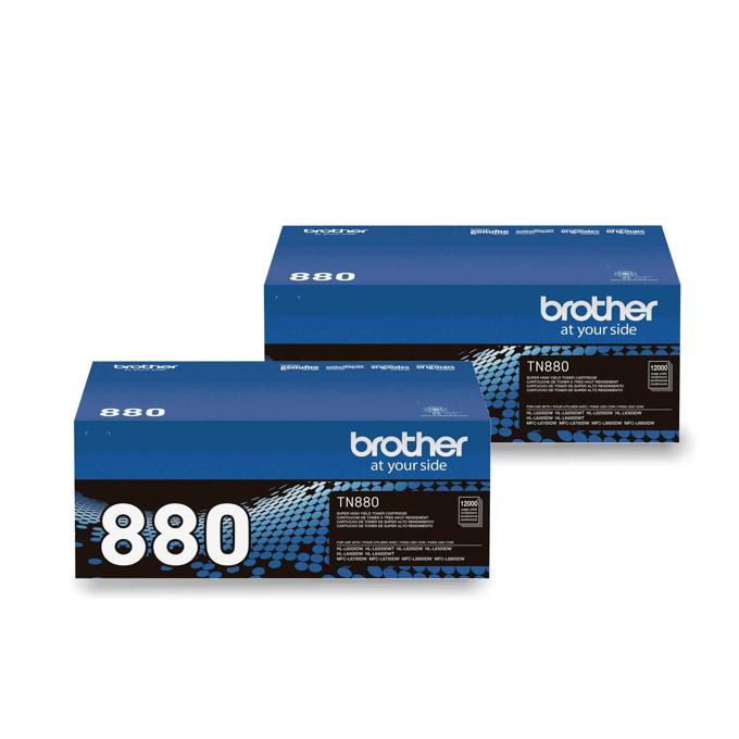 Brother TN880 high-yield toner cartridge 2-pack with 12,000-page capacity
