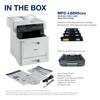Brother MFC-L8895CDW all-in-one color laser printer with toner cartridges, drum unit, and accessories
