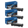 Brother TN760 high-yield black toner cartridge 3-pack with packaging