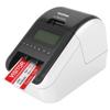 Brother QL-820NWB wireless label printer with LCD screen printing red visitor badge