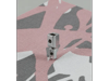 Brother sewing machine presser foot on pink and gray patterned fabric