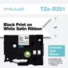 Brother TZe-R251 black on white satin ribbon cartridge for P-touch embellish machines