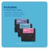 Brother Btag label tapes in purple, light blue, and pink, 12mm width